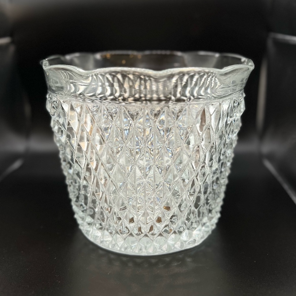 Vintage Indiana Glass Diamond Point Ice Bucket